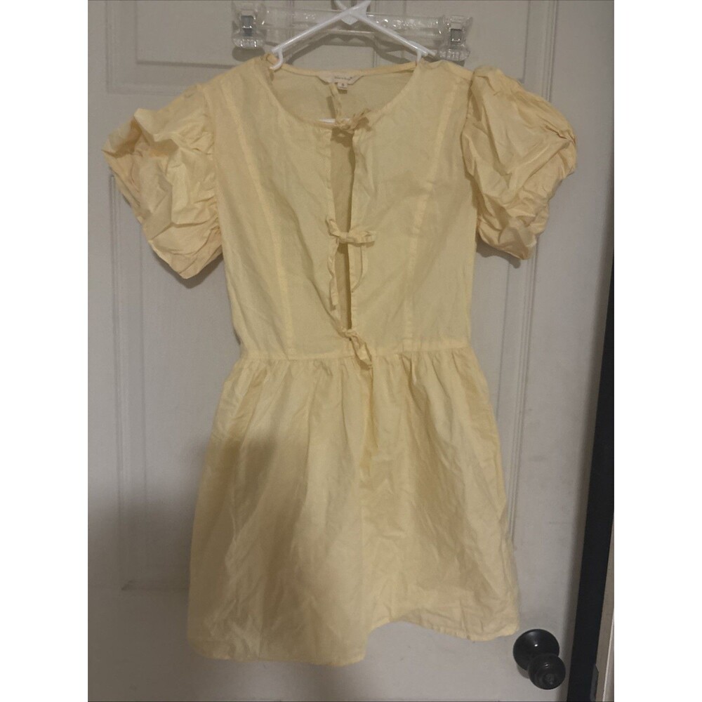 SIM & SAM Yellow  Cotton Ruffle Sun Dress Small